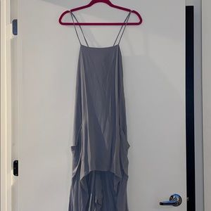 Grey high low cross back dress with pockets